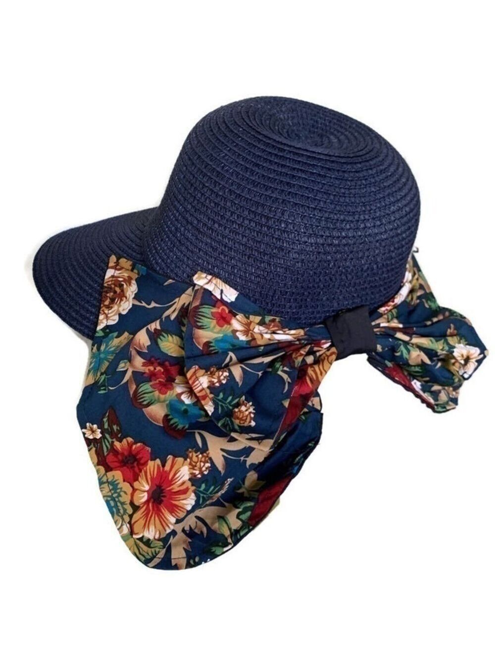 NEW-SOFT Straw Wide Brim Neck Protection Visor Hat
